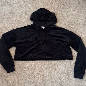 NWOT Black Velour Women's Crop Hoodie